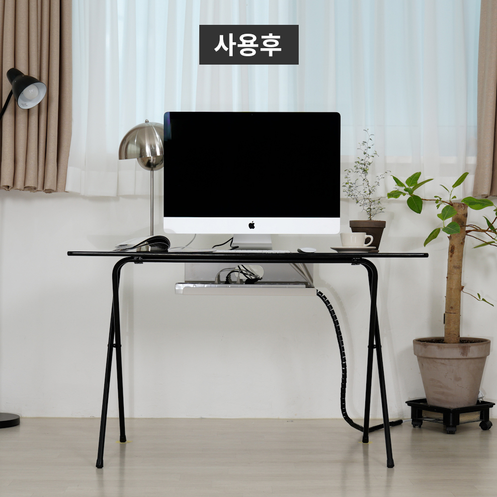 억스 멀티탭 거치대 무타공 정리함 보관함 선반 중형 이미지 2