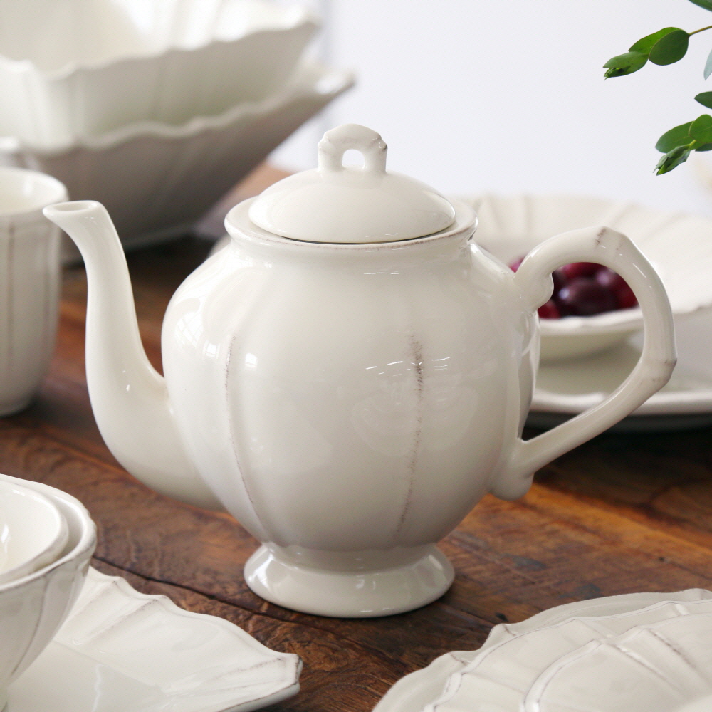 벨류세라믹 끌로에 빈티지 클래식 카페 브런치 플레이트 / 티팟 1700ml