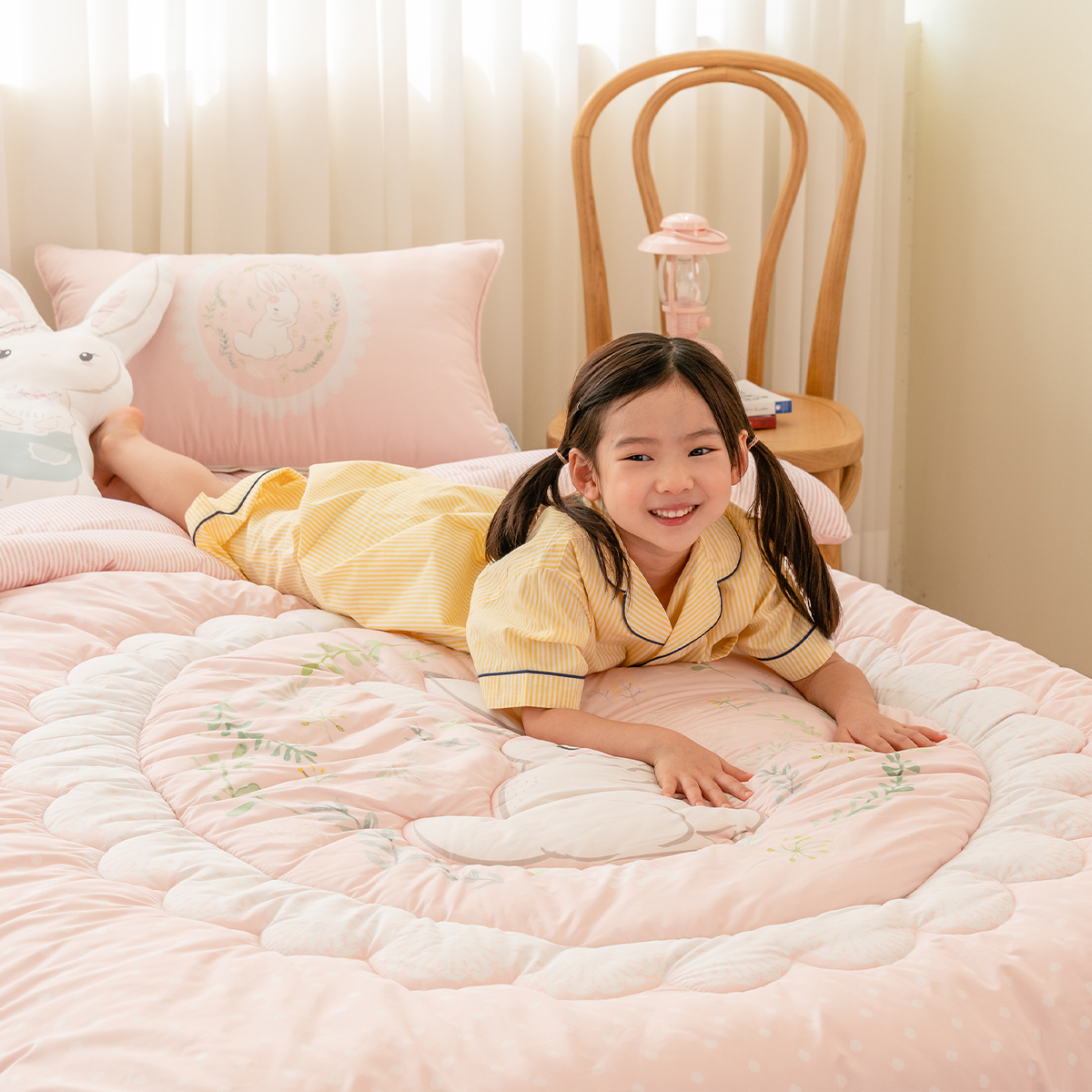 키즈 알러지케어 간절기 손자수 차렵이불 패드세트 앤래빗 (토끼), S.SS(싱글.슈퍼싱글겸용)