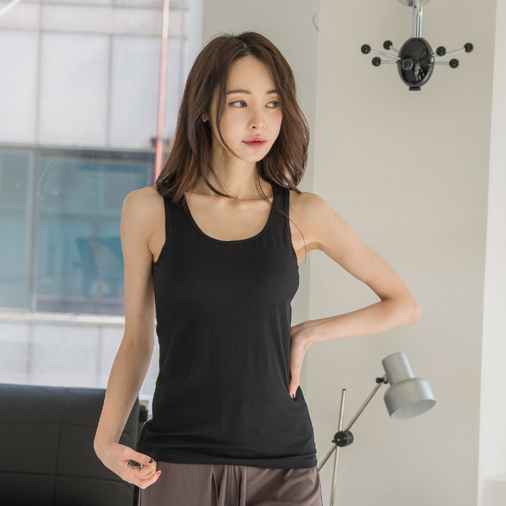 에이원 여성용 캡내장 기본 면 롱 나시 런닝 77114 - 상세 이미지 3