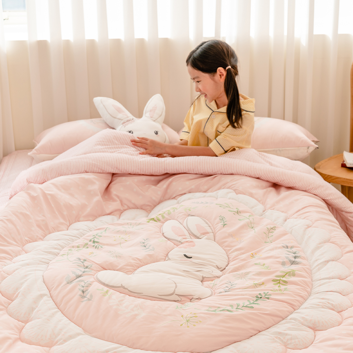 키즈 알러지케어 간절기 손자수 차렵이불 패드세트 앤래빗 (토끼), S.SS(싱글.슈퍼싱글겸용)