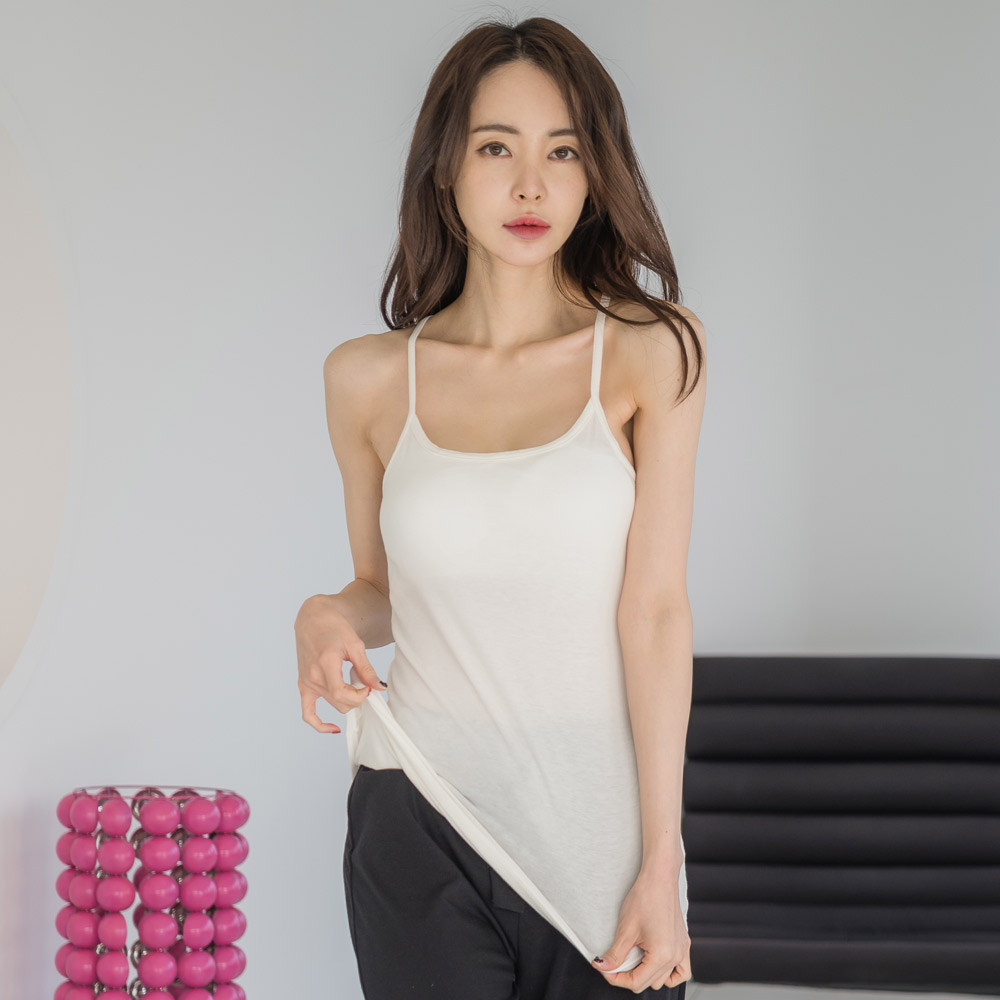 에이원 여성용 캡내장 면 끈 X자 롱 나시 런닝 77107 - 상세 이미지 4