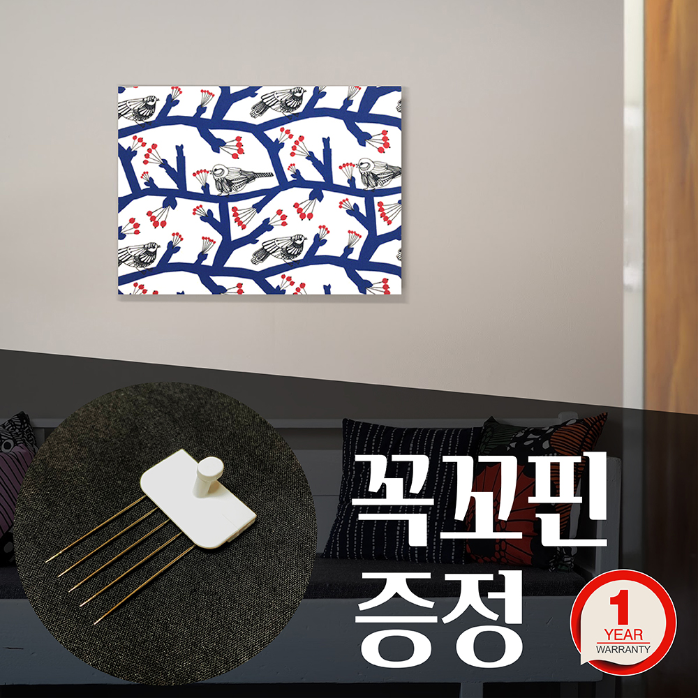 마리메꼬 종달새 블루 캔버스 패브릭 새 그림 액자 - 상세 이미지 2