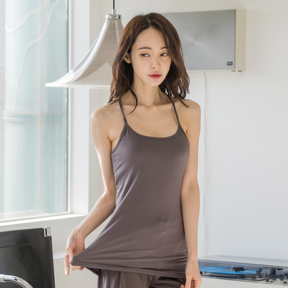 에이원 여성용 캡내장 면 끈 X자 롱 나시 런닝 77107 - 상세 이미지 2