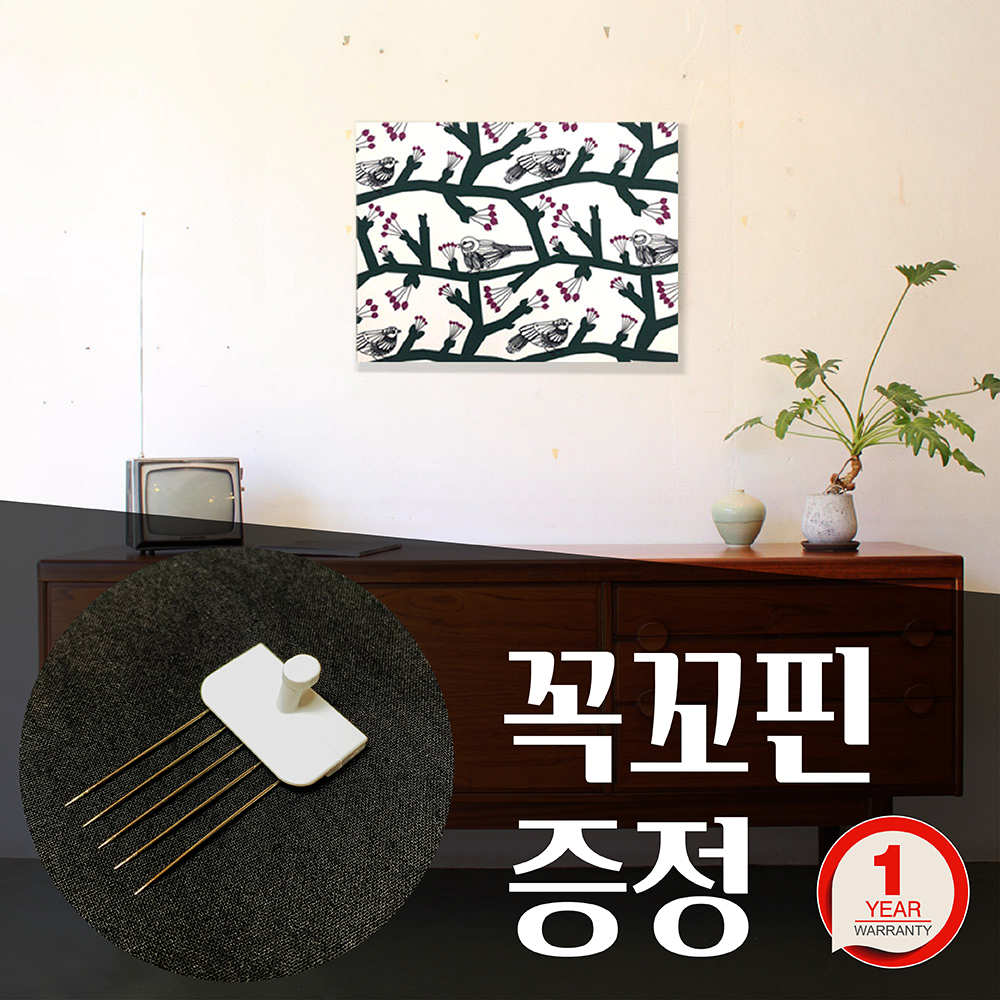 마리메꼬 종달새 그린 캔버스 패브릭 새 그림 액자 - 상세 이미지 2