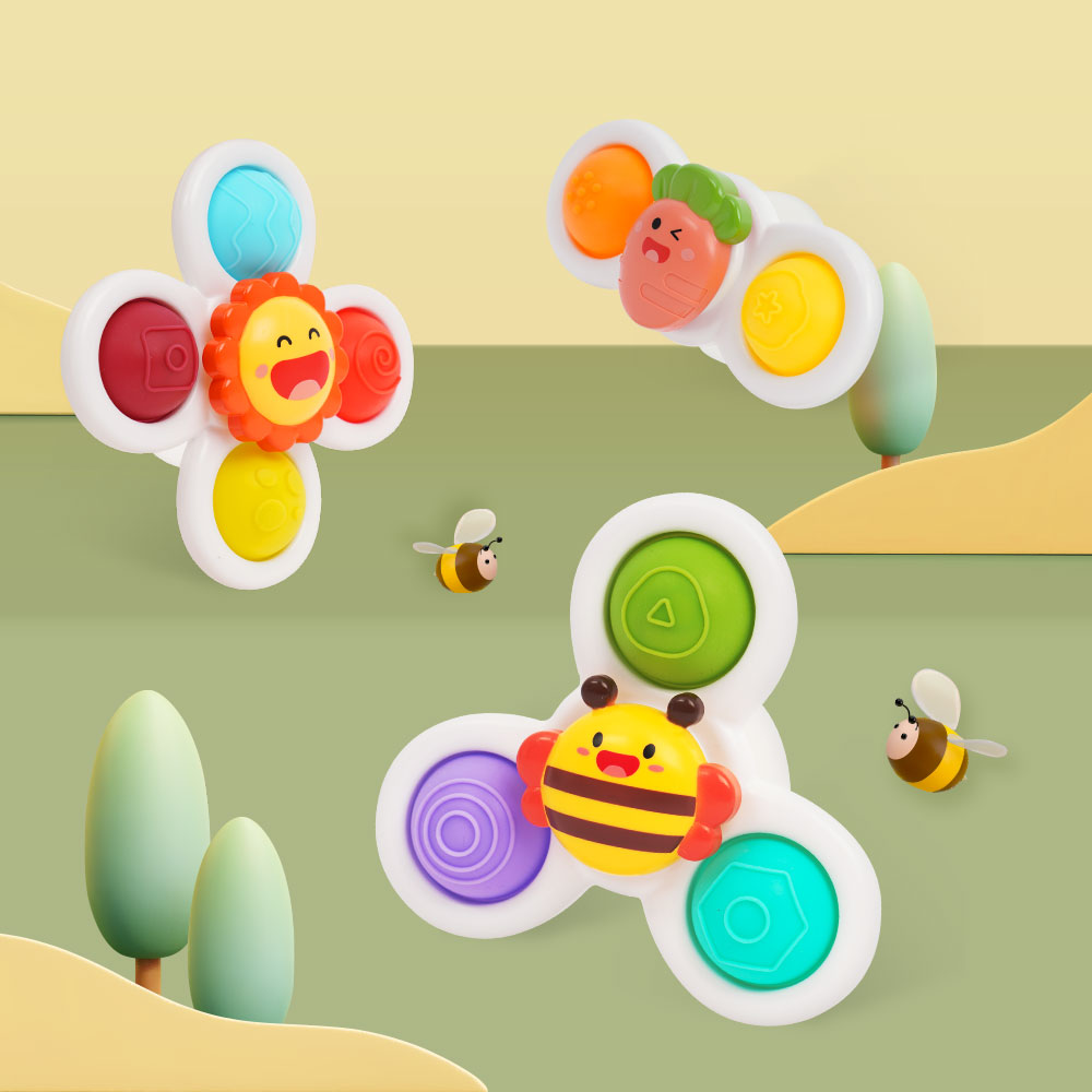 리틀클라우드 돌아기장난감 딸랑이 국민 신생아 목욕 스피너 회전 흡착딸랑이 3종 1세트