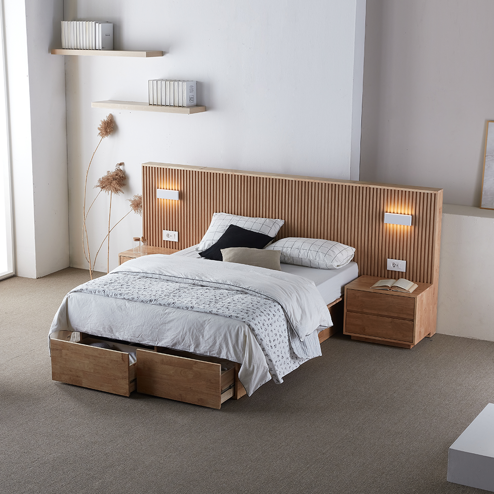 슬립퍼 실비 신혼 부부 트윈 템바보드 원목 호텔 호텔형 침대 프레임 LK 라지킹 A타입 150