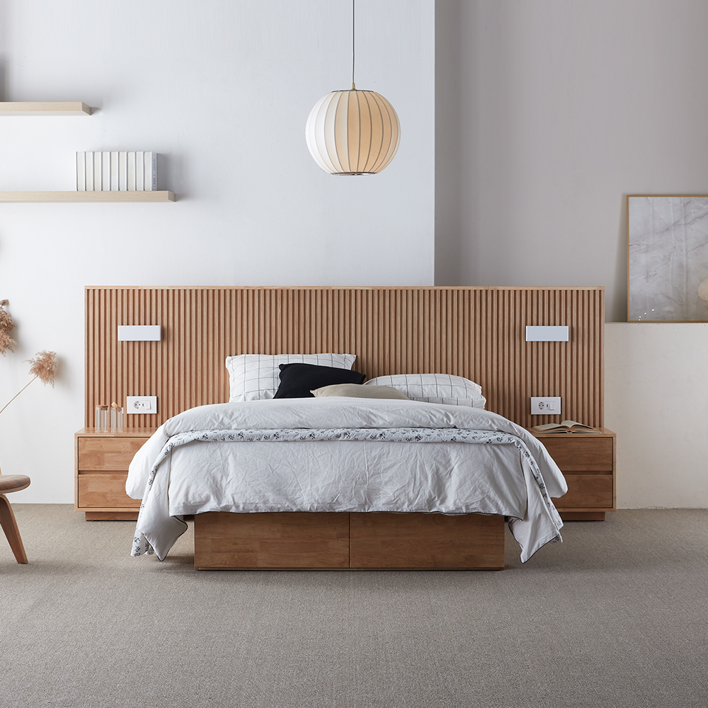 슬립퍼 실비 신혼 부부 트윈 템바보드 원목 호텔 호텔형 침대 프레임 LK 라지킹 A타입 150