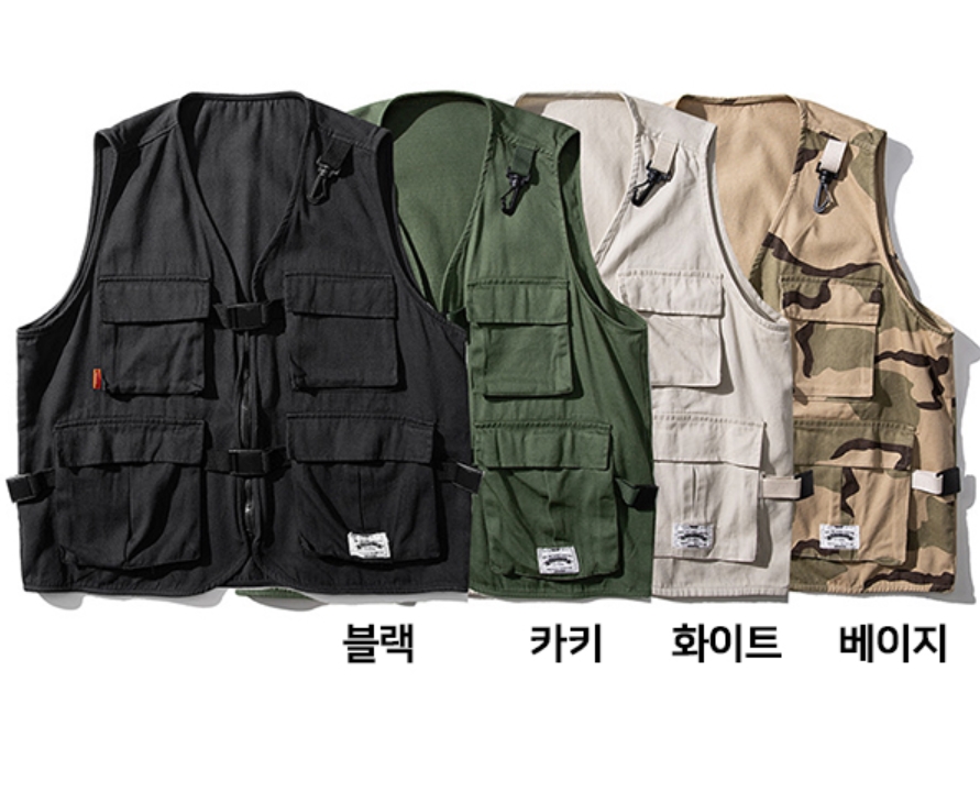 남성 스포츠 멀티 포켓 락업 조끼 MJ 005 밀리터리 편안한 스타일 아웃도어 이미지 3