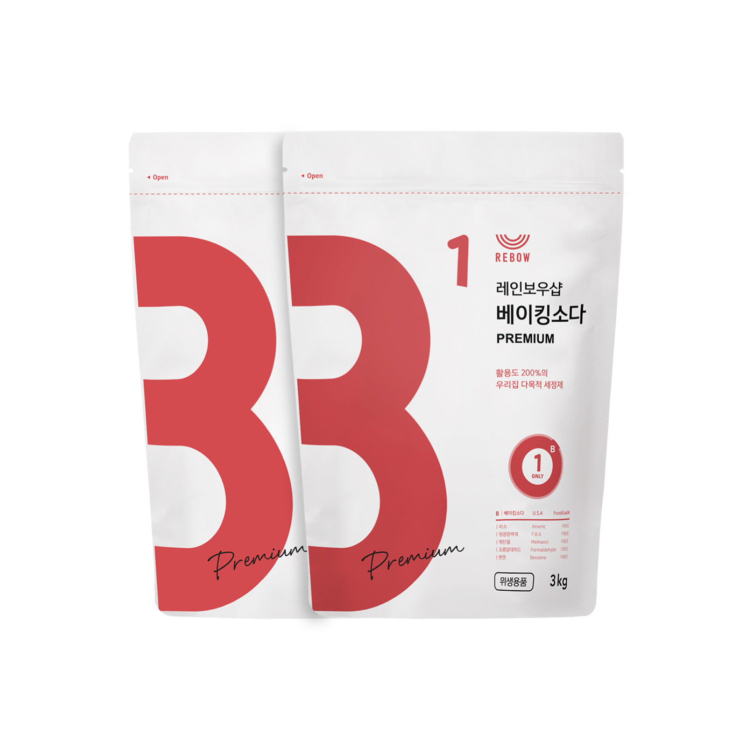 레인보우샵 베이킹소다 프리미엄 3kg 2개입 총6kg 대용량 - 상품 이미지
