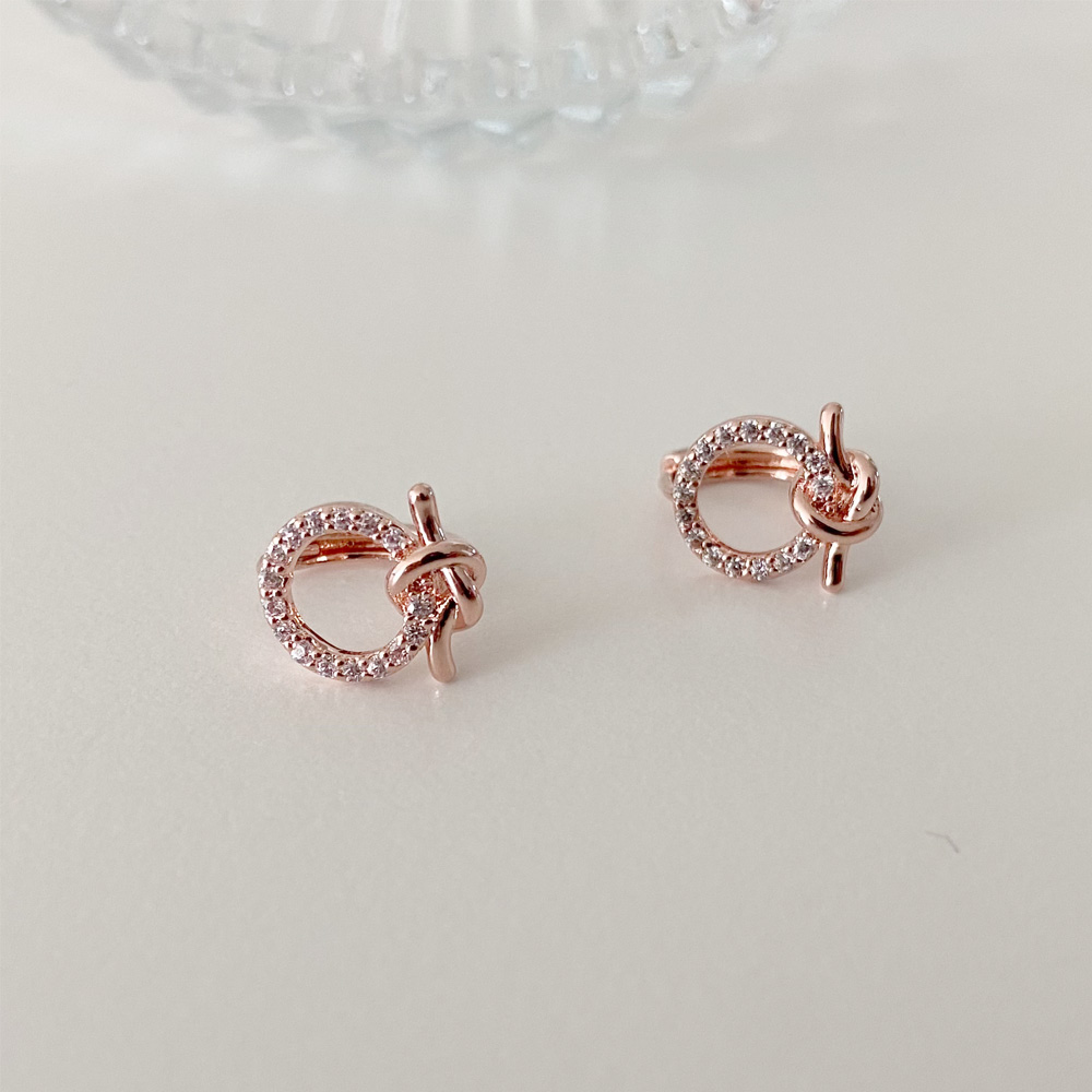 14K 골드필드침 꼬임 큐빅 링 원터치 금침귀걸이