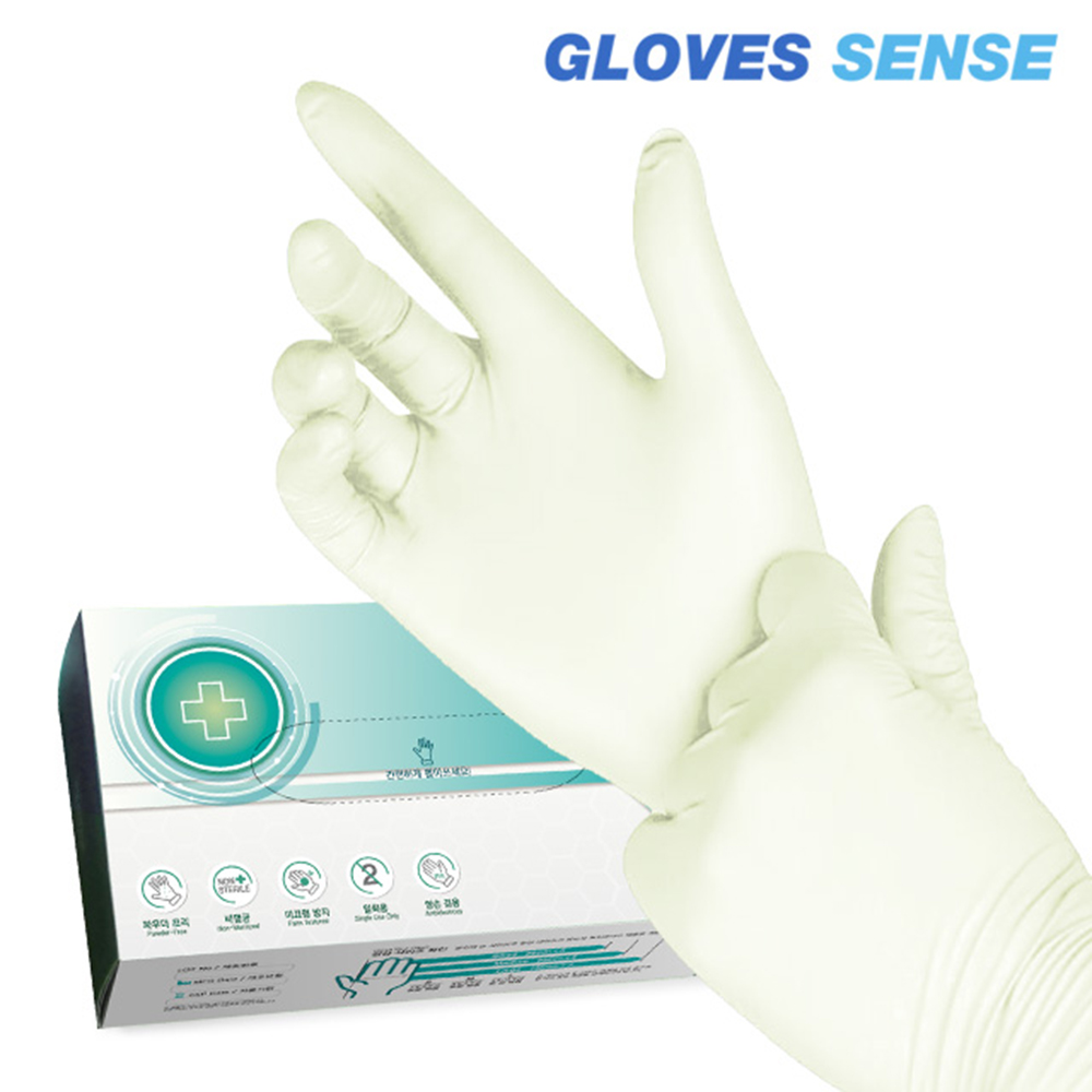 글러브센스 라텍스 진료용장갑 100매 일회용 의료기기 1등급 제품 이미지