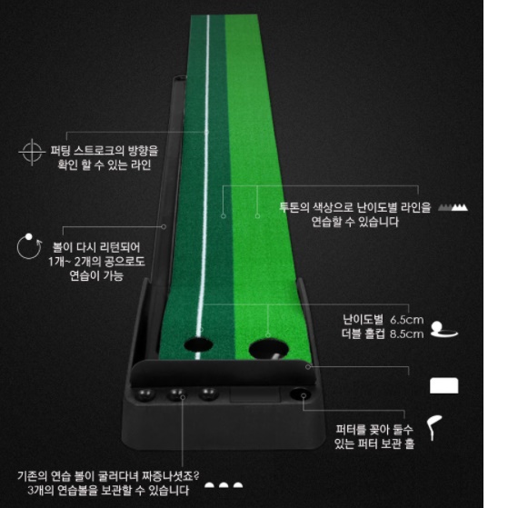 골프 퍼팅기 롱 대형 퍼팅 매트 퍼팅 거리 측정기 레일 연습 도구 퍼터 자동리턴 연습기 - 상세 이미지 4