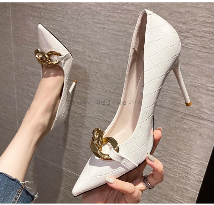 (이벤트230) 센트비 9cm 에나멜 스틸레토 체인 펌프스 하이힐 3color 상세 이미지 10