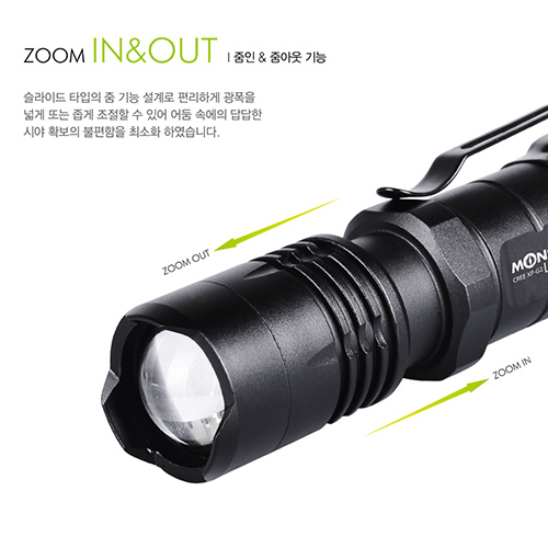 몬스터라이트 매그넛 LED 미니 손전등 줌 후레쉬 자전거 플래시 자석내장 ML600MG