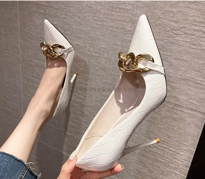 (이벤트230) 센트비 9cm 에나멜 스틸레토 체인 펌프스 하이힐 3color 상세 이미지 9