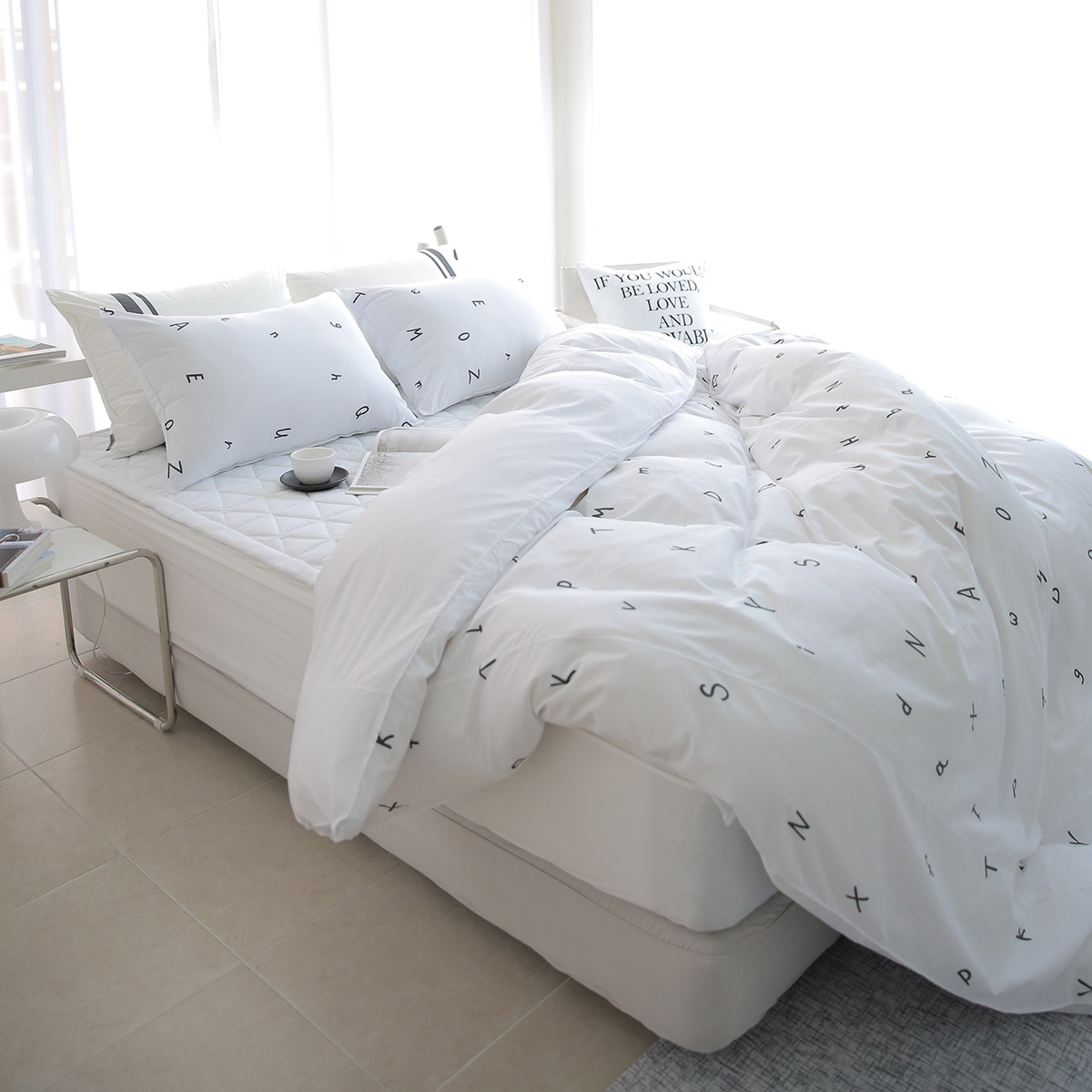 모달이불세트 알러지케어 호텔침구 스트라이프 사계절 신혼 침구세트 Q