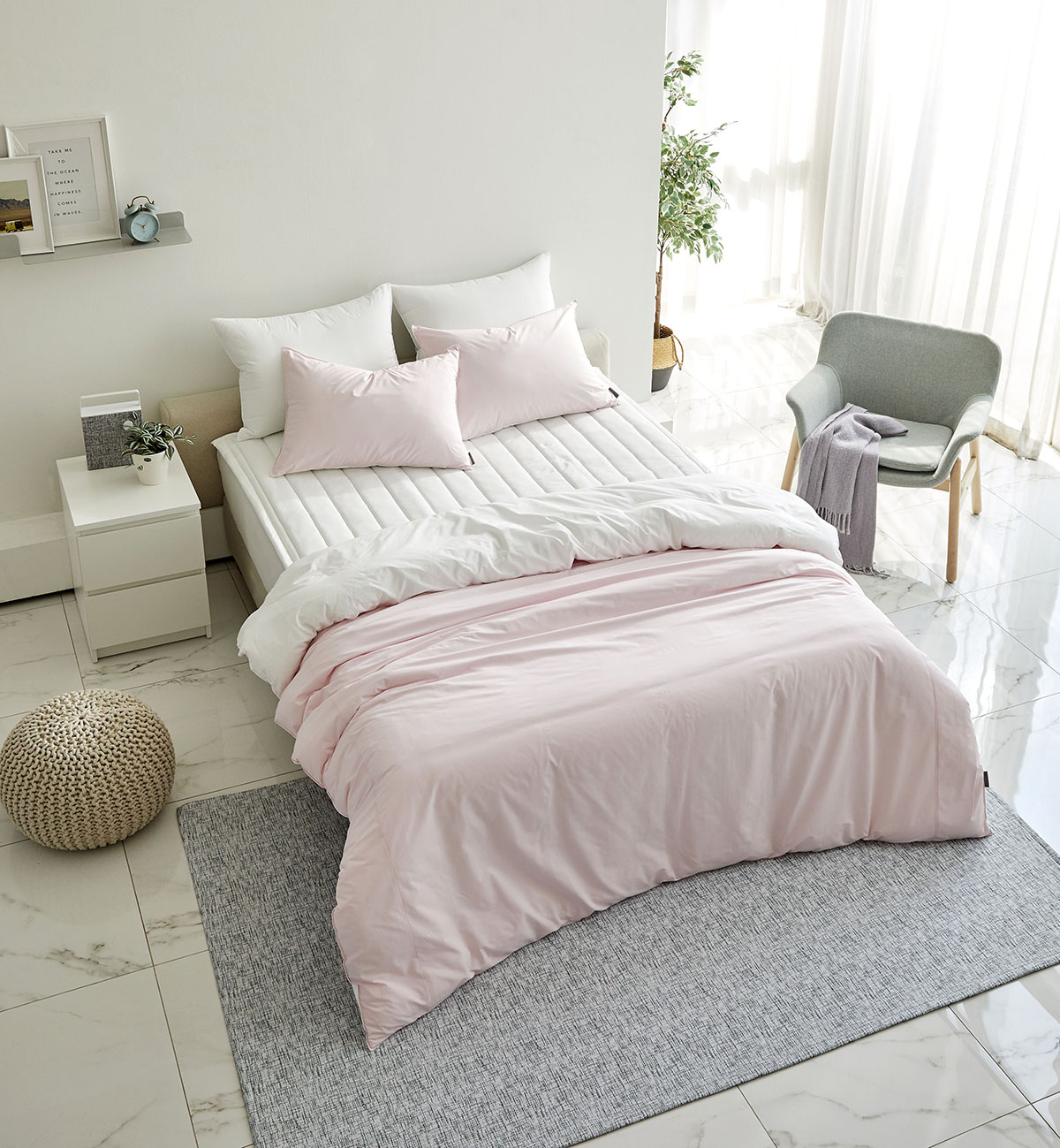 호텔침구 이불세트 코튼핑크 알러지케어 사계절 신혼 침구세트 Q