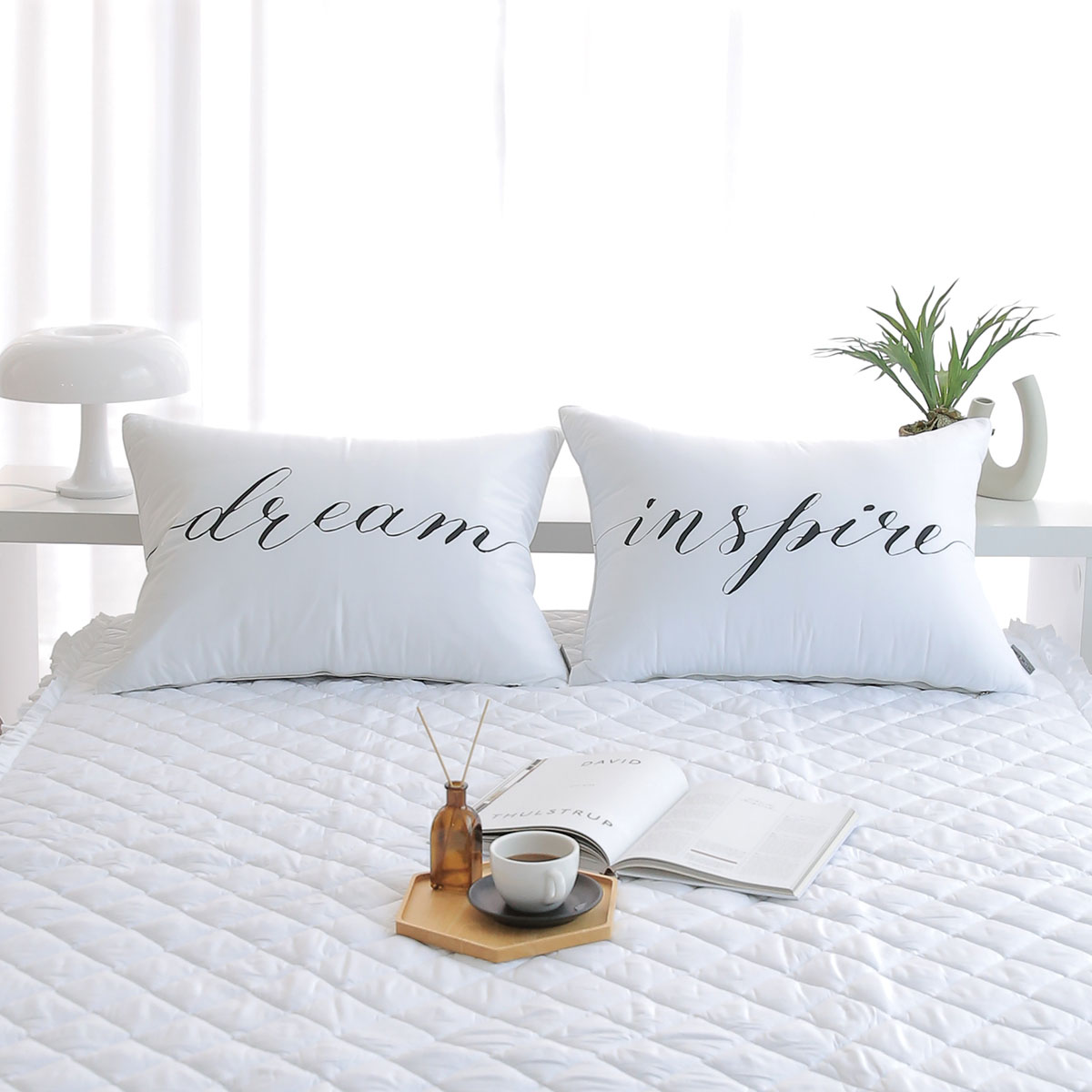 엠시베딩 알러지케어 레터링 코디 누빔 베개커버 5070