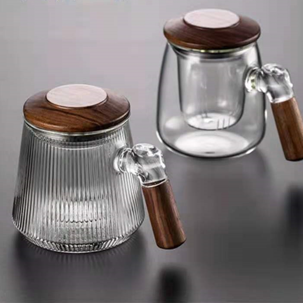 내열유리 티팟세트 차주전자 티포트 차그루 호두나무손잡이 티메이커