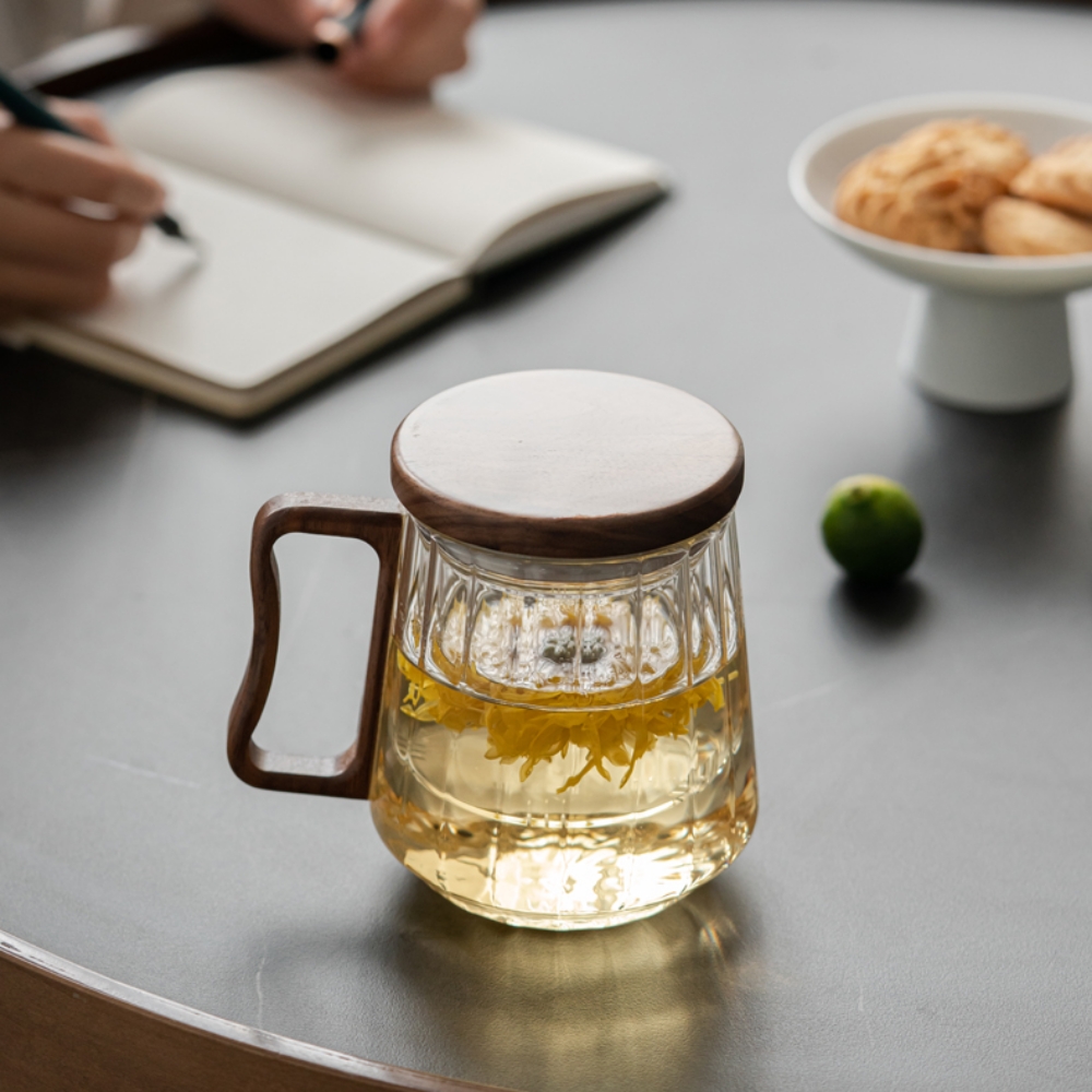 내열유리 티팟세트 차주전자 티포트 차그루 호두나무손잡이 티메이커