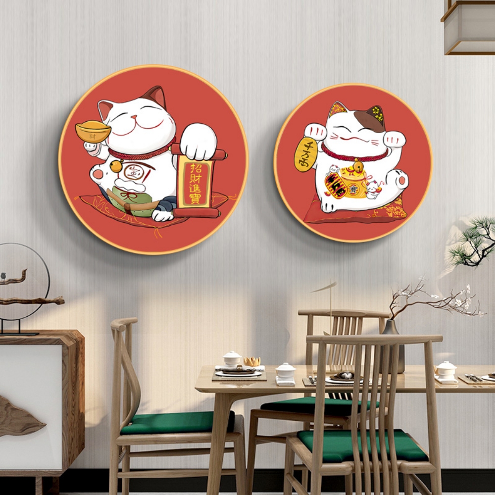 행운의 고양이 이자카야 일식당 그림 벽화 인테리어 사각 액자 거실 현관 벽걸이 - 상세 이미지 5