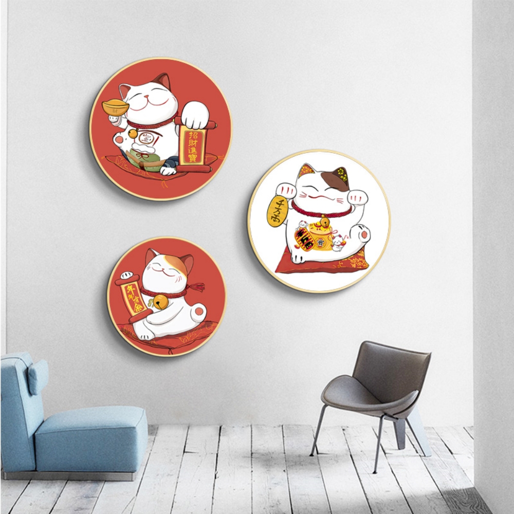 행운의 고양이 이자카야 일식당 그림 벽화 인테리어 사각 액자 거실 현관 벽걸이 - 상품 이미지