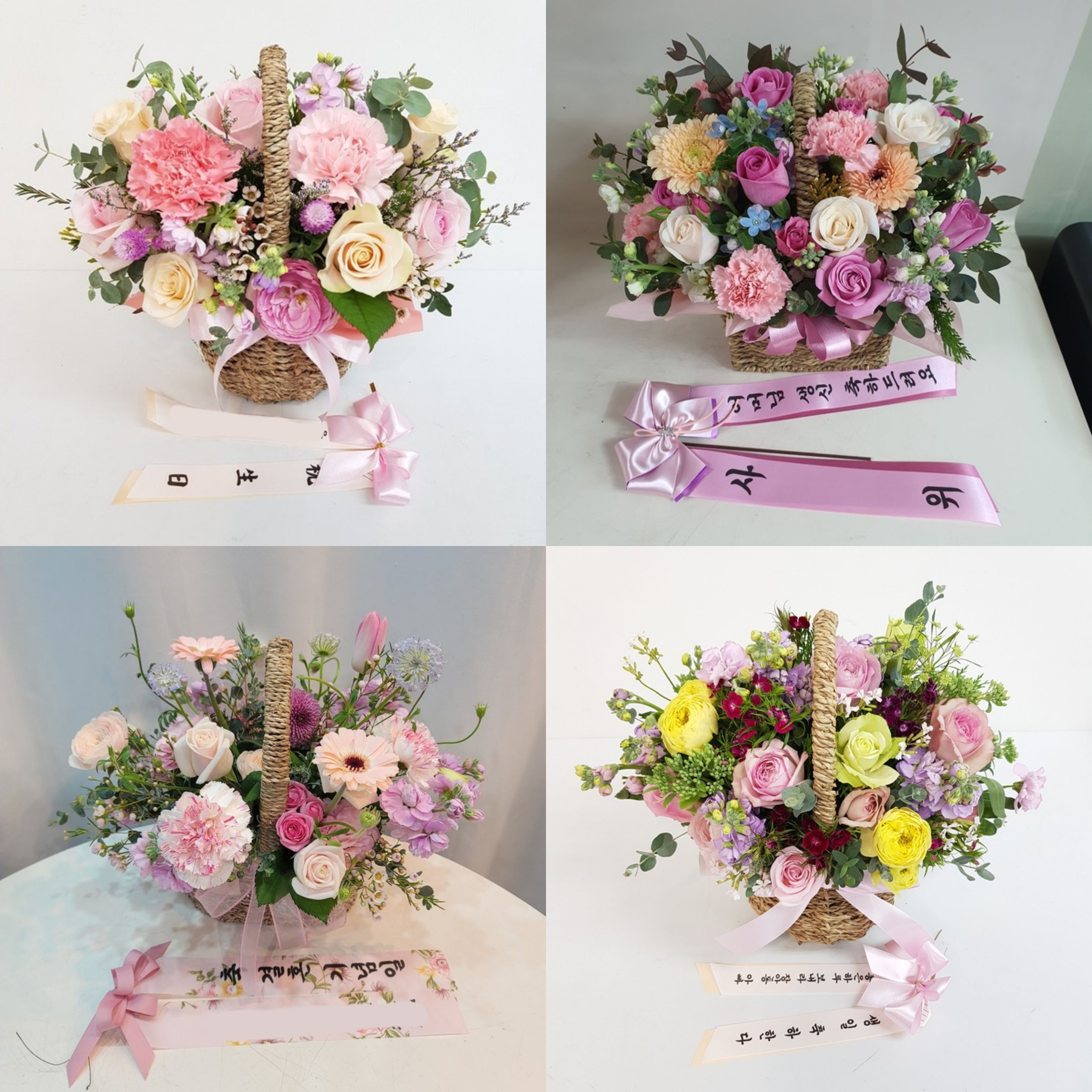 그린&핑크 꽃바구니 당일 배송 서비스 환갑 승진 축하 생일 선물 여자친구 꽃다발 꽃배달 - 상세 이미지 2