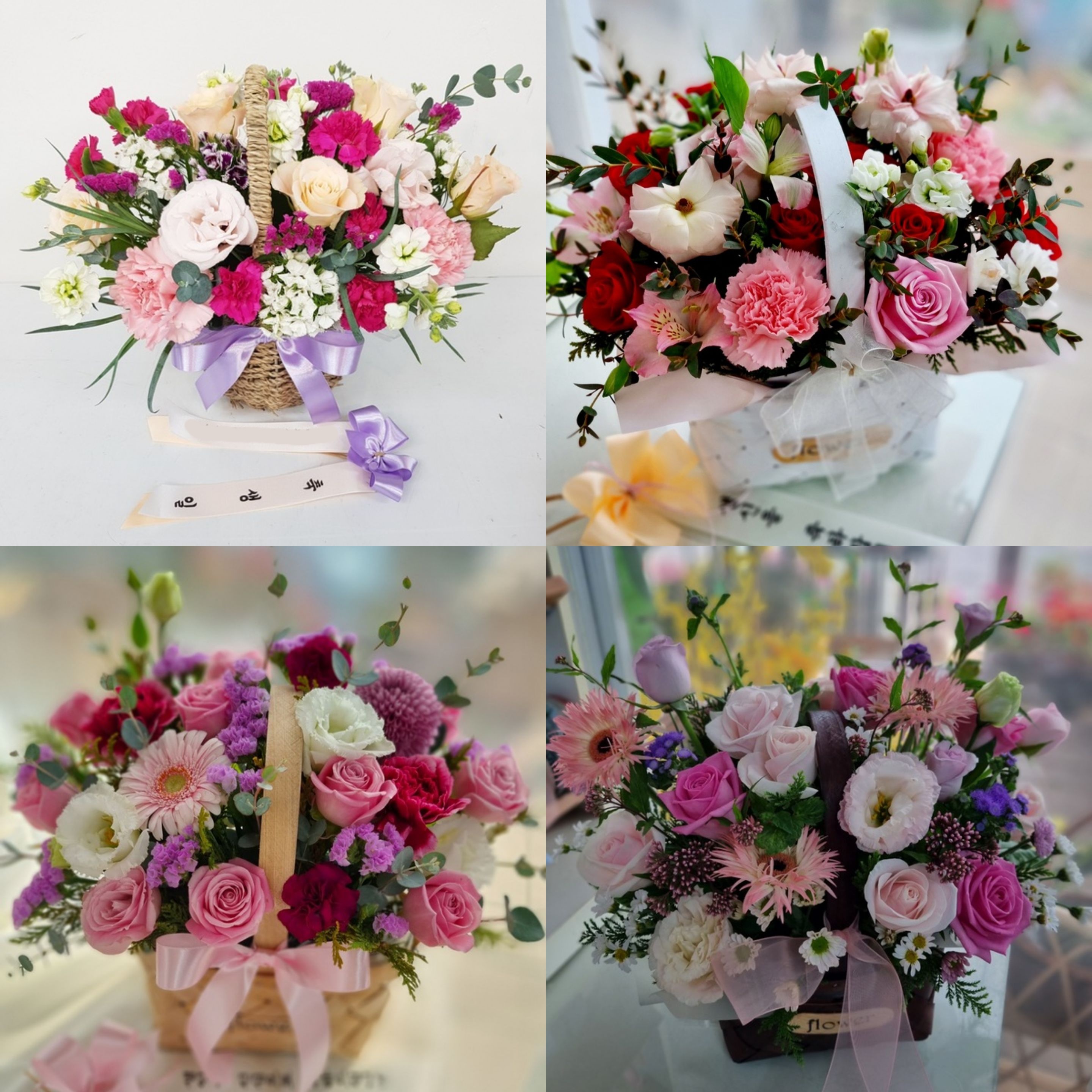 혼합 꽃바구니 여자친구 생일 선물 케이크 빼빼로 사탕 꽃다발배달 기념일 축하 당일꽃배달 - 상세 이미지 3
