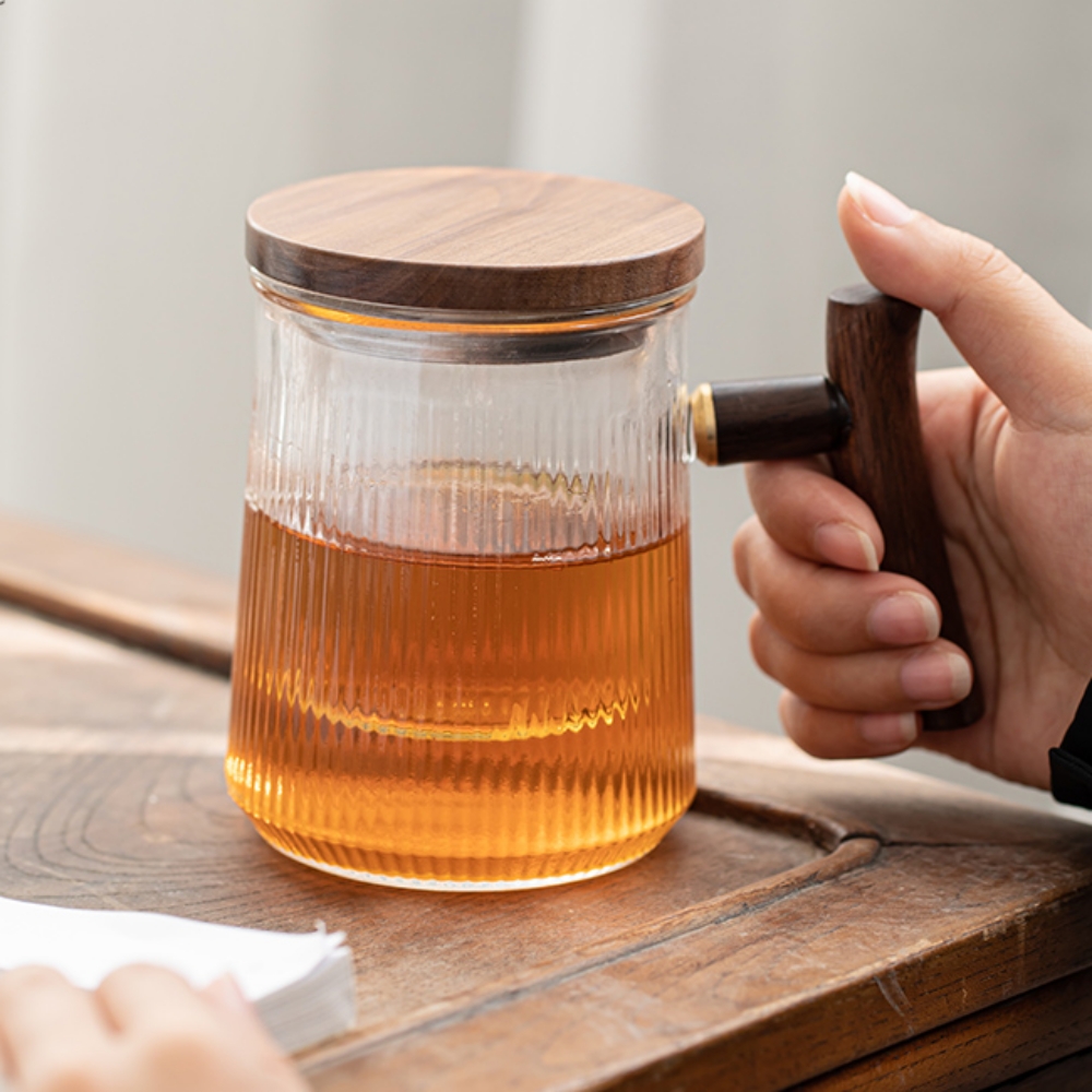 내열유리 티팟세트 차주전자 티포트 차그루 호두나무손잡이 티메이커