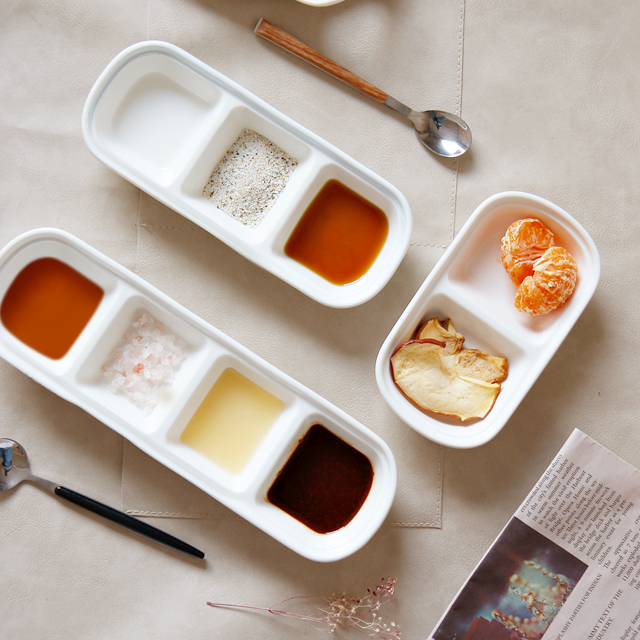 도자기 나눔접시 4칸 반찬 서빙 초장 소스 접시 4절 - 상세 이미지 2