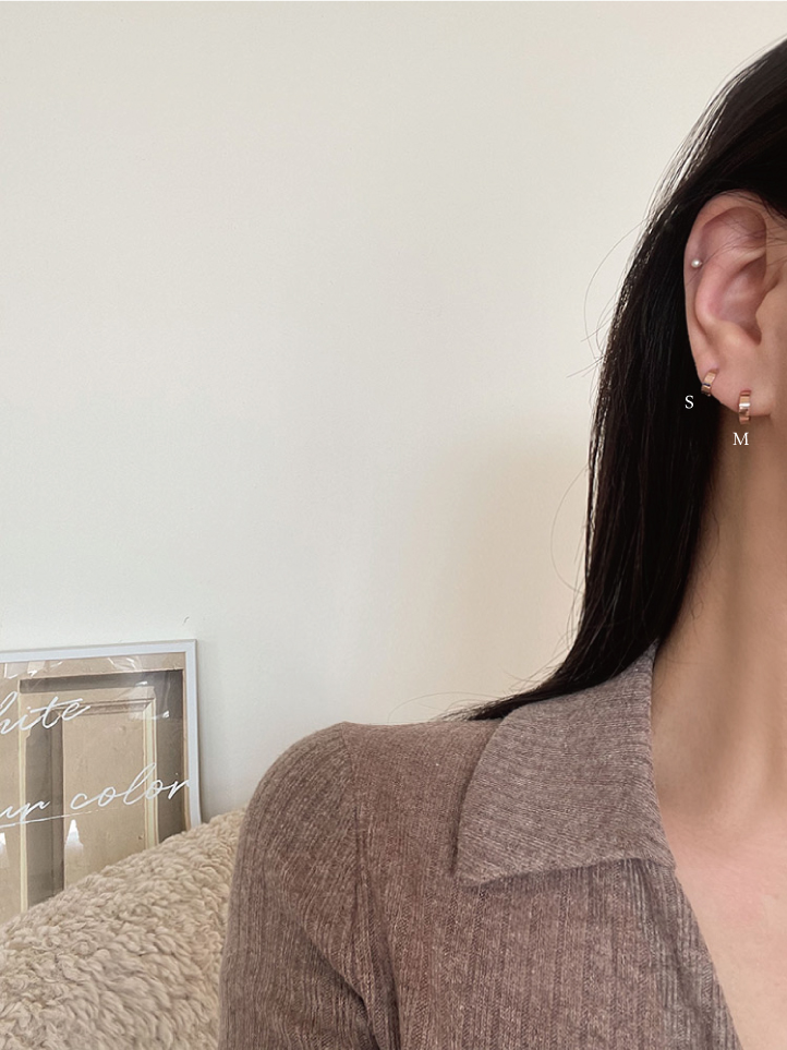 셀프러브 14k 이븐 민자 원터치 볼드 링 귀걸이 - 상세 이미지 5
