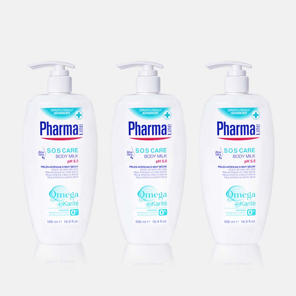 [500ml 3개] 파마라인 무향 바디밀크 S.O.S케어 수분 바디로션 등드름 모공각화증 - 상품 이미지
