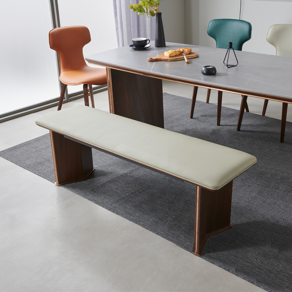 스코나 스펜서 오크훈증목 패브릭레더 3인 벤치의자 1350