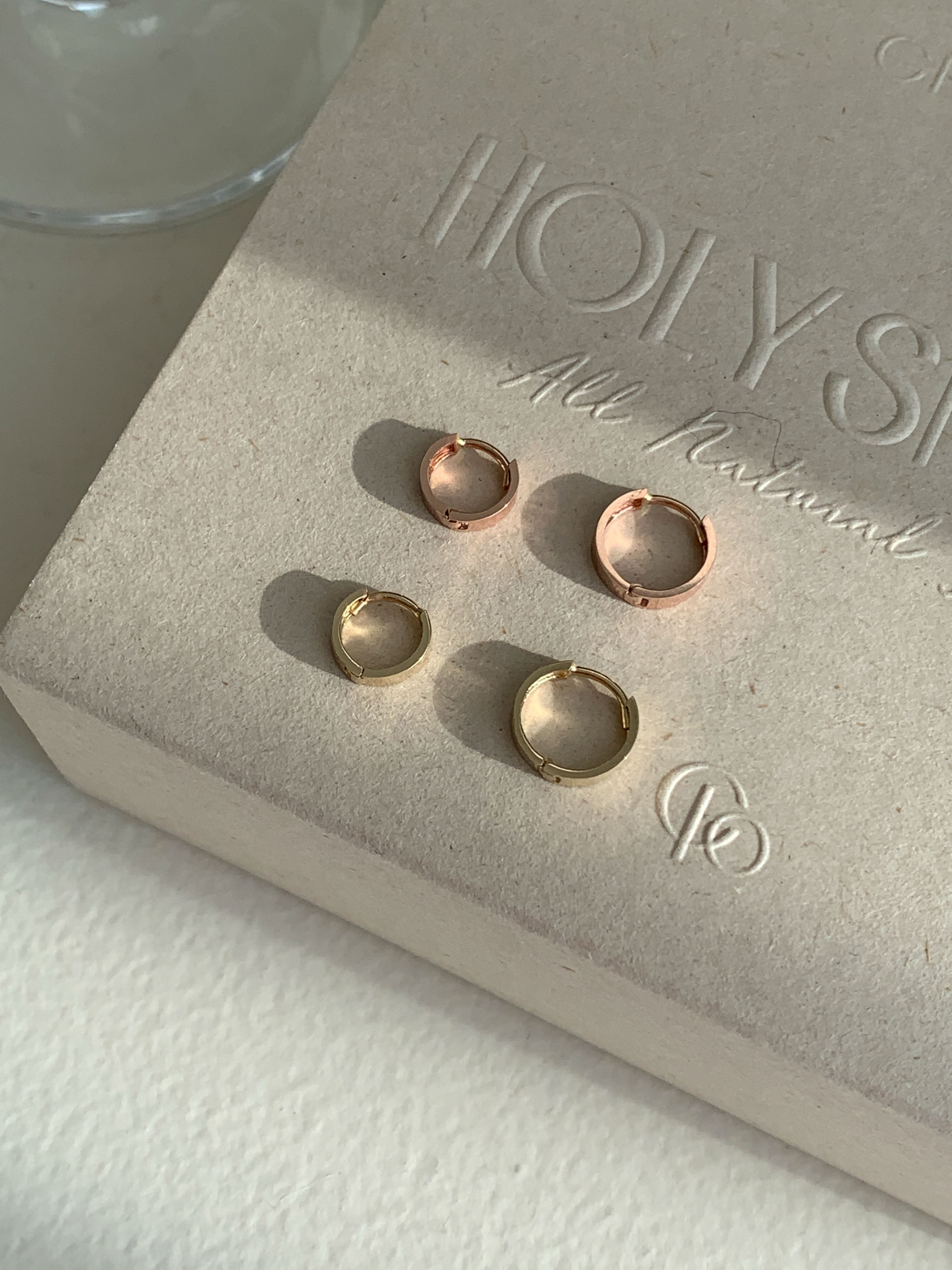 셀프러브 14k 이븐 민자 원터치 볼드 링 귀걸이