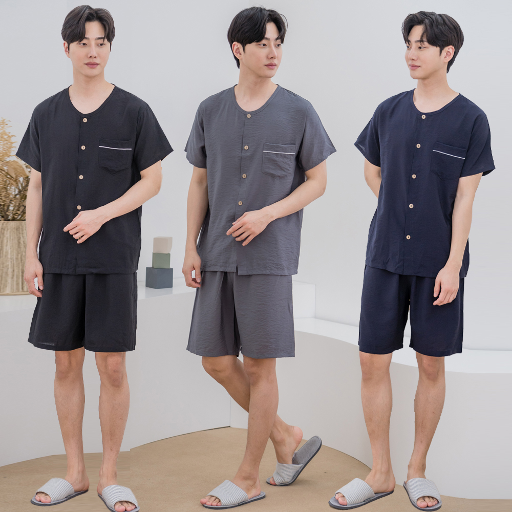 에이원 남자 반팔 파자마 세트 인견 커플 홈웨어 잠옷 - 상세 이미지 4