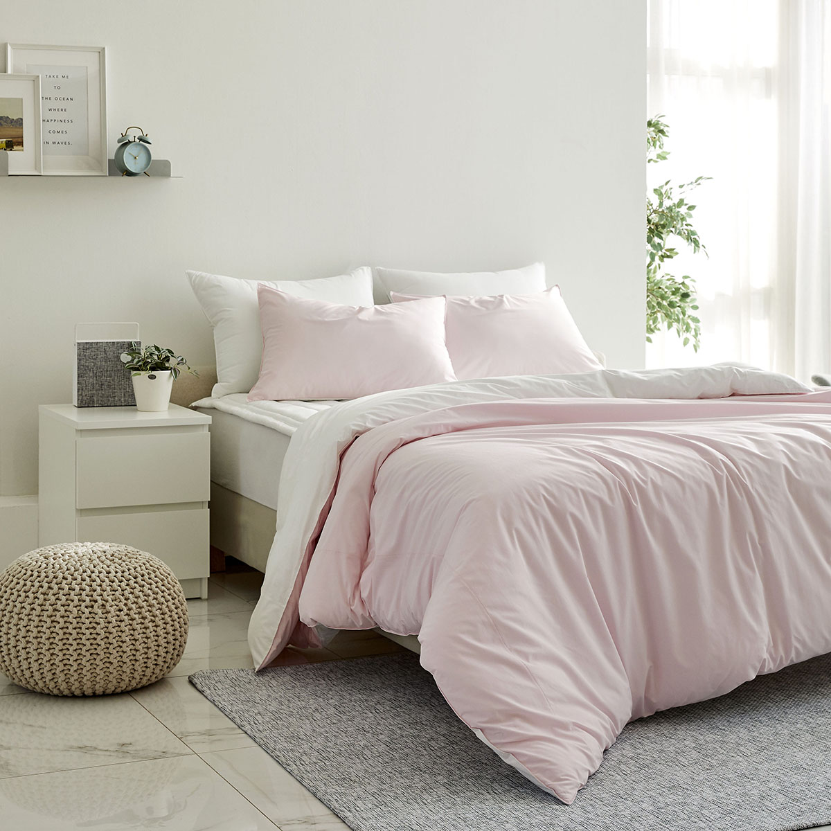 엠시베딩 호텔침구 이불세트 코튼핑크 알러지케어 사계절 신혼 침구세트 Q