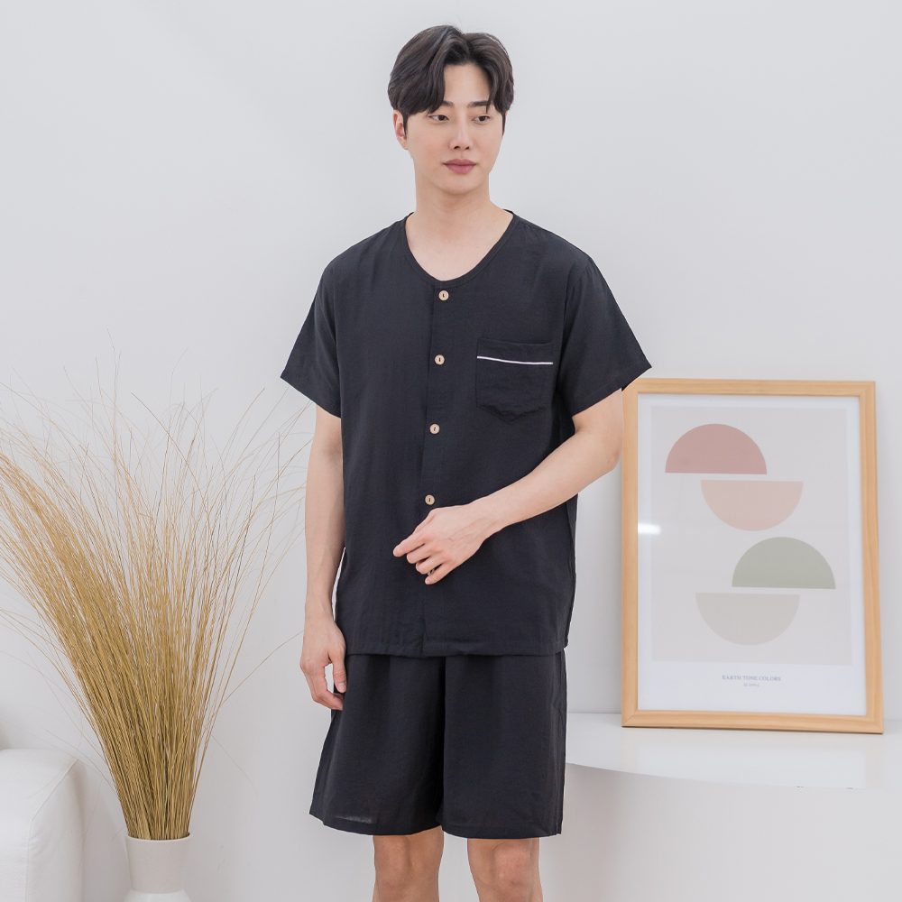 에이원 남자 반팔 파자마 세트 인견 커플 홈웨어 잠옷 - 상품 이미지