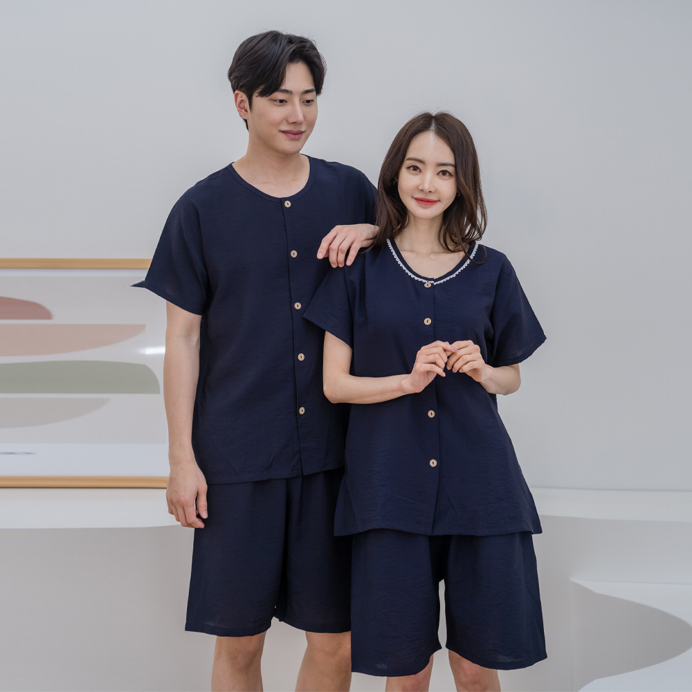 에이원 남자 잠옷 세트 인견 커플 홈웨어 파자마 상하 - 상세 이미지 4