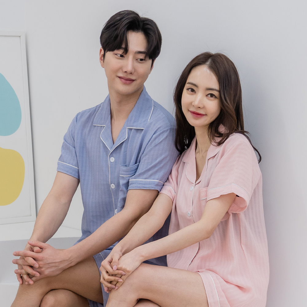 에이원 커플잠옷세트 레이온 카라 반팔 잠옷 파자마 홈웨어 - 상세 이미지 3
