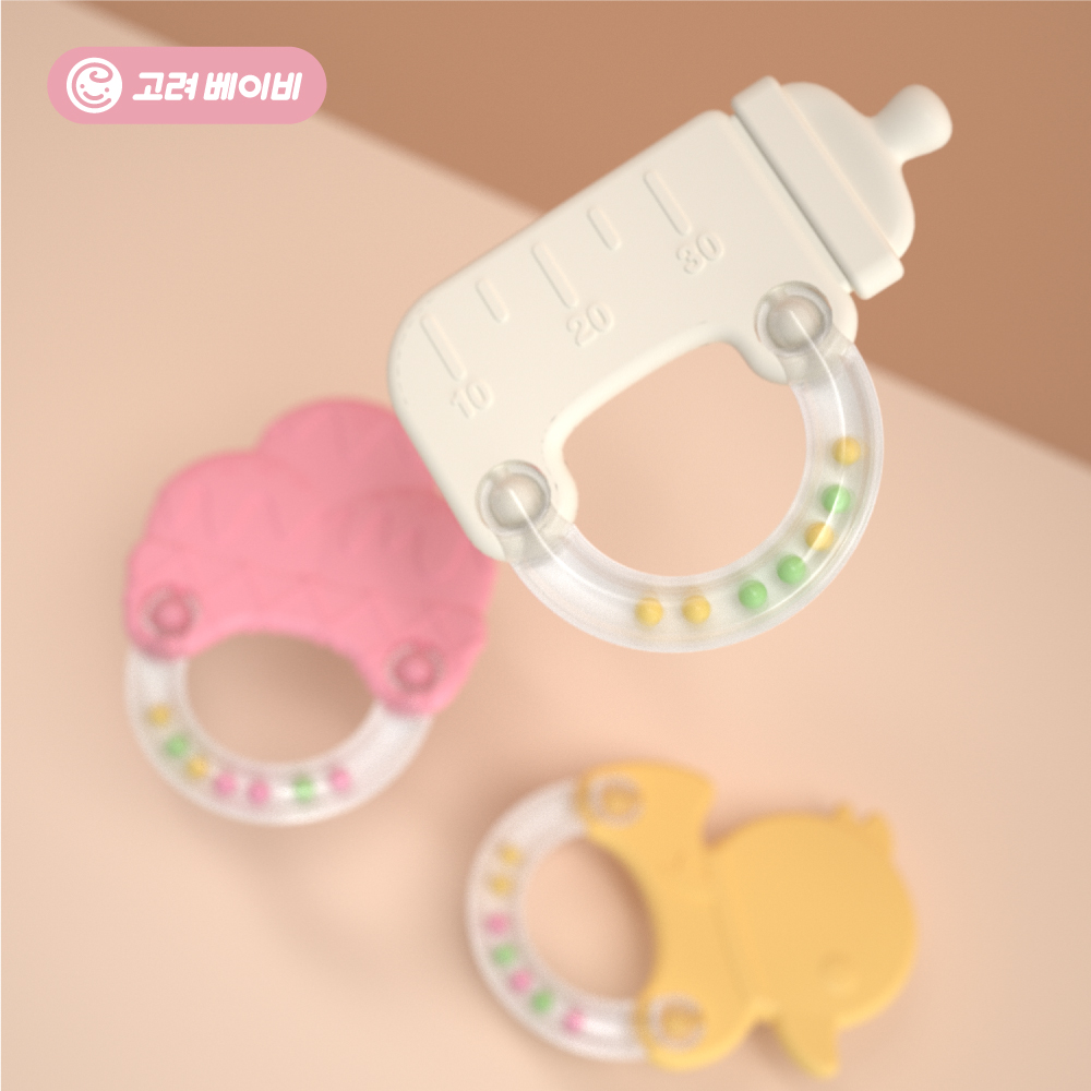 고려베이비 신생아 딸랑이 치발기 장난감 세트 아기 유아 백일 선물 동물 6종세트