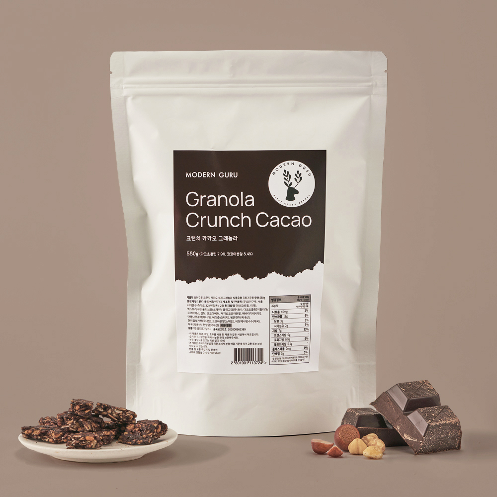 [2개무배]모던구루 내맘대로 대용량 수제 그래놀라 580g 크런치카카오 프로틴 초코 시리얼