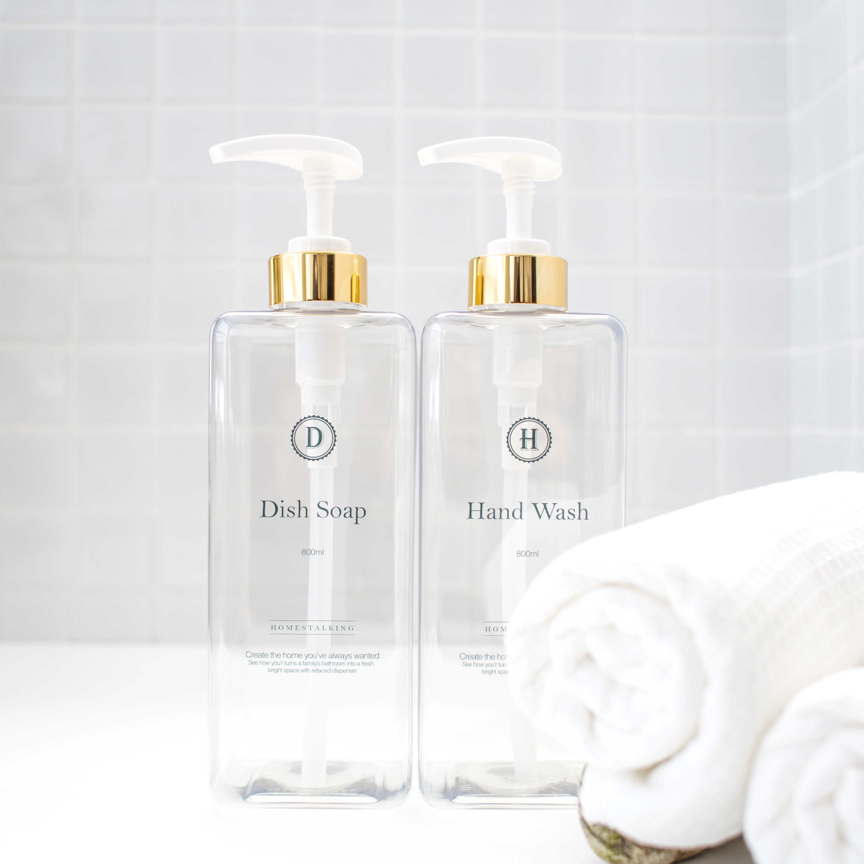 홈스토킹 욕실 샴푸 디스펜서 샴푸통 호텔 보틀 물비누 용기 모던 800ml - 상세 이미지 5
