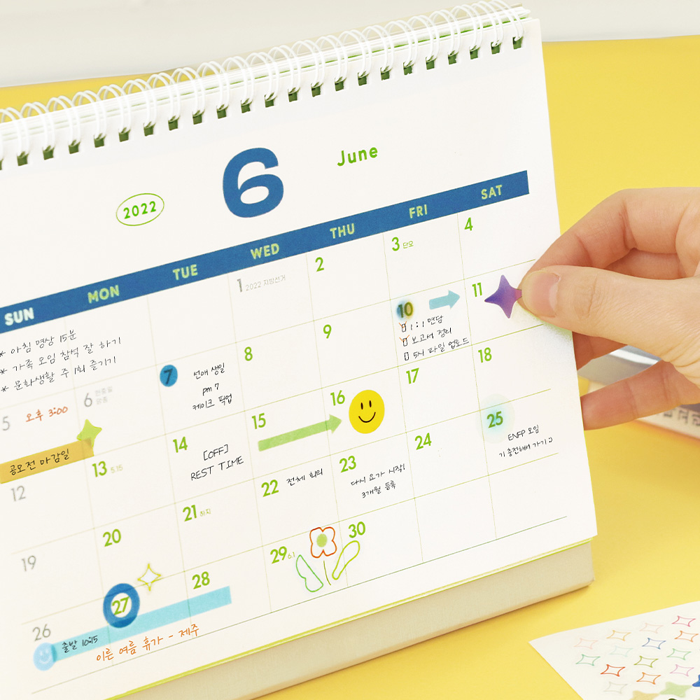 아이코닉 컬러 도형 다꾸 10장 스티커팩 (다이어리 씰 스꾸 폴꾸 스마일 인덱스) 이미지 8