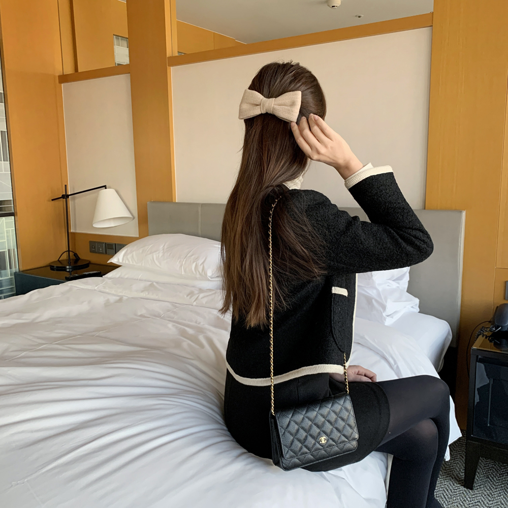 클래식 왕리본 니트 빅사이즈 머리핀 헤어핀 똑딱이핀 - 상세 이미지 3