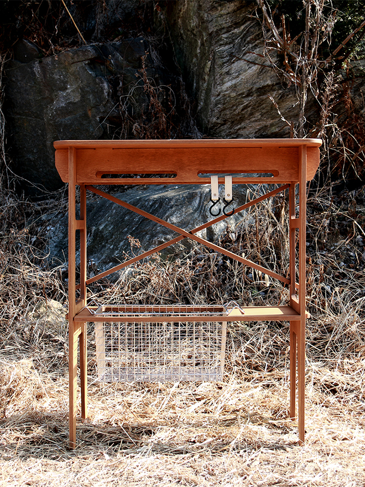 홀러 캠핑 선반 우드쉘프+와이어바스켓