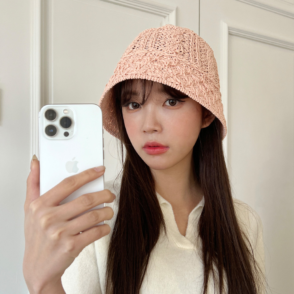 쿨 지사 니트 꽈배기 벙거지 여름 여성 버킷햇 모자 - 상세 이미지 2