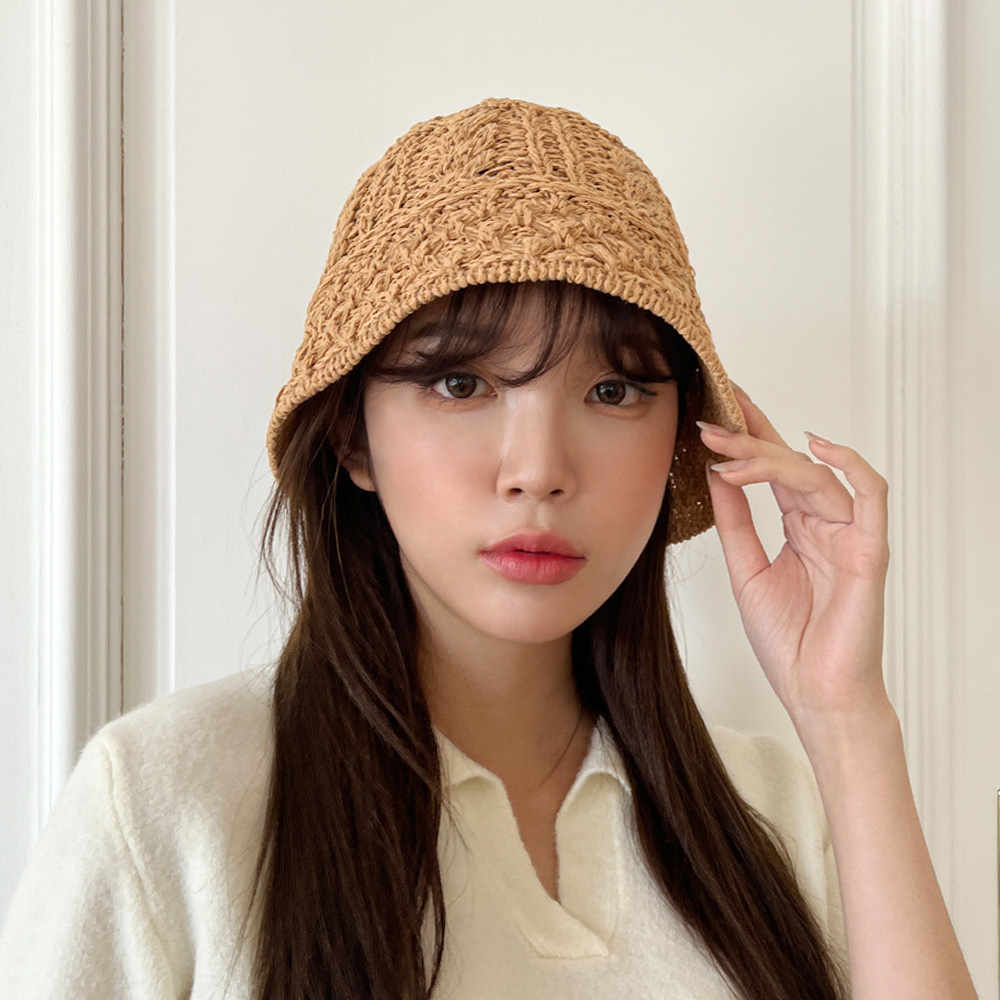 쿨 지사 니트 꽈배기 벙거지 여름 여성 버킷햇 모자 - 상세 이미지 4