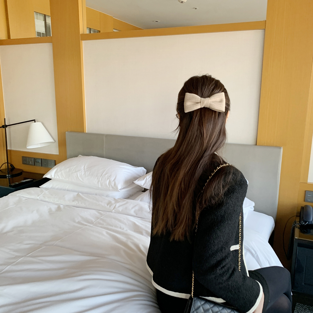 클래식 왕리본 니트 빅사이즈 머리핀 헤어핀 똑딱이핀 - 상세 이미지 2