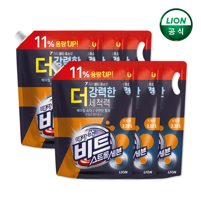 비트 스트롱세븐 세탁세제 2.22L 리필 x 6개 드럼용 / 세탁세제, 액체세제 제품 이미지
